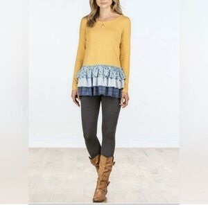 Matilda Jane Weekend Vibes Tunic Shirt Size Medium Tiered Ruffles L/S